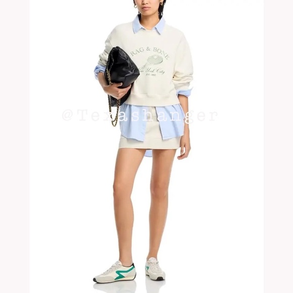 NWT Rag and Bone RB Raquet Sweatshirt M Medium Ivory - Picture 11 of 14